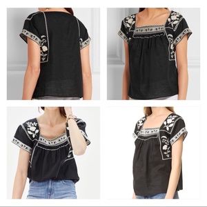 Madewell Wildfield Top Black Embroided Floral M